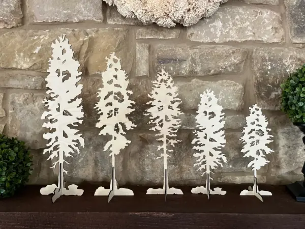 Unpainted Standing Wood Trees - Image 2