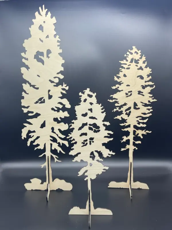 Unpainted Standing Wood Trees