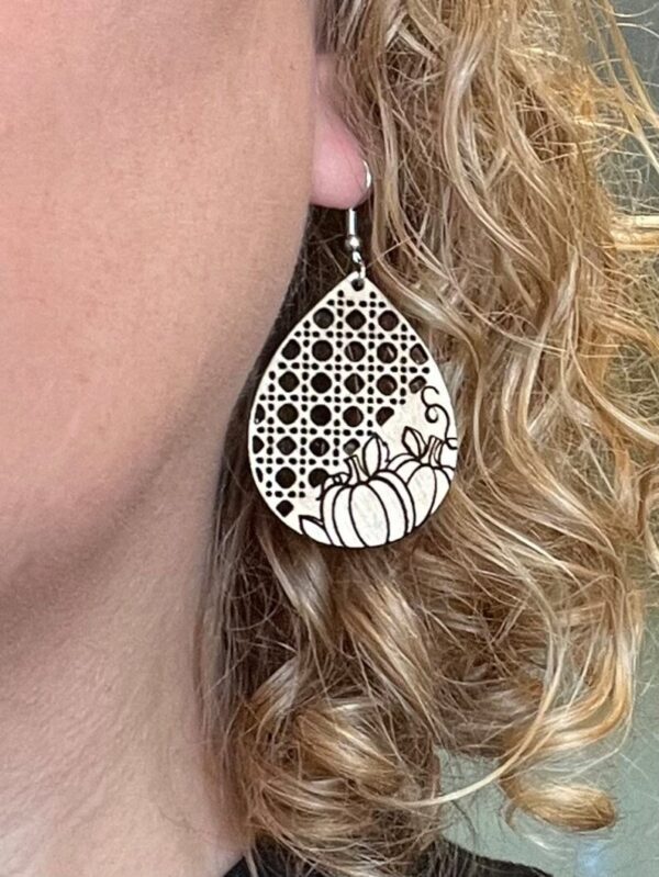 Pumpkin Engraved Earrings - Image 2